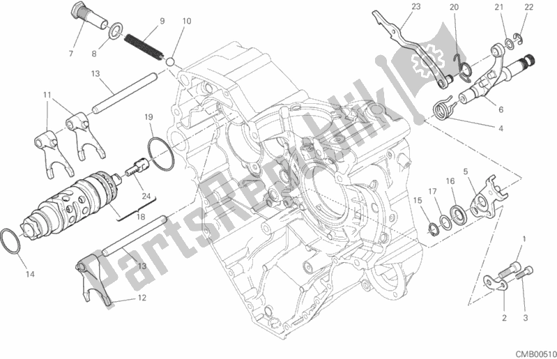 All parts for the Gear Change Mechanism of the Ducati Multistrada 1260 ABS USA 2018